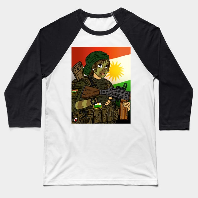 a female soldier of the kurdish defense forces, YPG. kurdistan. Baseball T-Shirt by JJadx